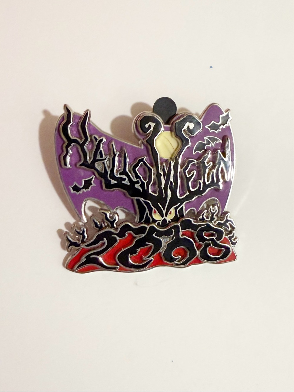 Disney Halloween Enamel Pin - Purple & Red Spooky Design